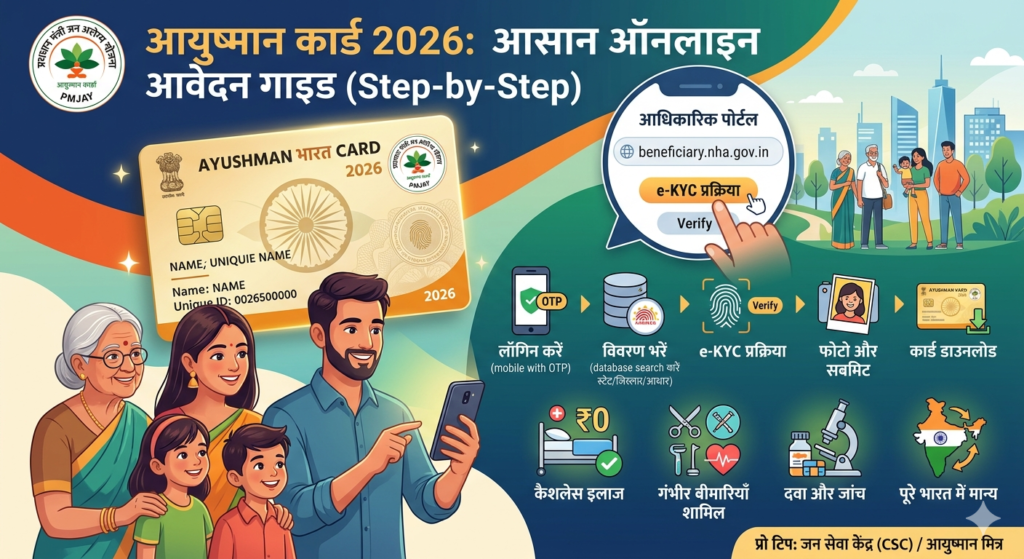 Ayushman Card 2026 के तहत ₹5 लाख तक मुफ्त इलाज की सुविधा, आयुष्मान भारत योजना का हेल्थ कार्ड