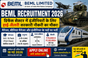 🚀 डिफेंस सेक्टर में सुनहरा मौका! BEML में निकली हाई-सैलरी सरकारी नौकरियां, इंजीनियरों के लिए शानदार करियर अवसर BEML Recruitment 2026 में इंजीनियर और मैनेजर पदों पर सरकारी भर्ती