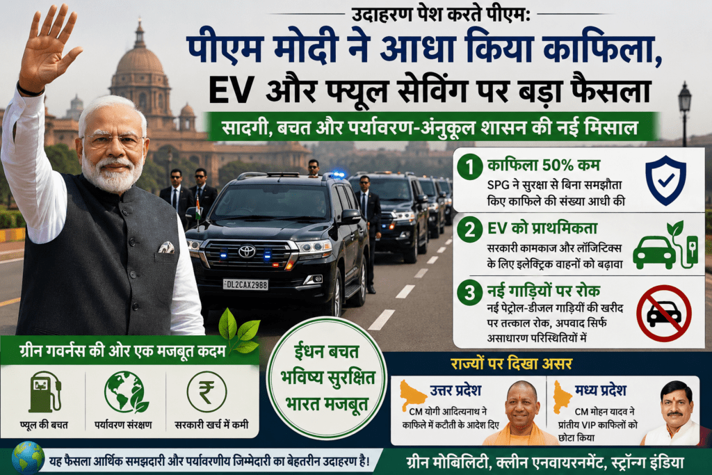 PM Modi convoy cut EV policy and fuel saving initiative 2026