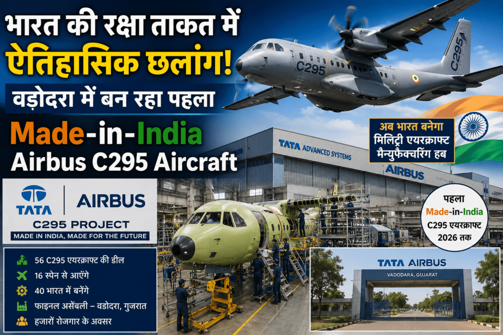 भारत के वडोदरा में Tata-Airbus C295 military aircraft manufacturing project की तस्वीर