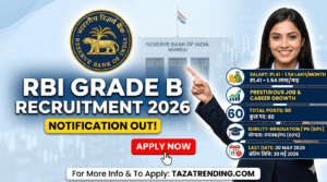 RBI Grade B Recruitment 2026 notification and apply online details