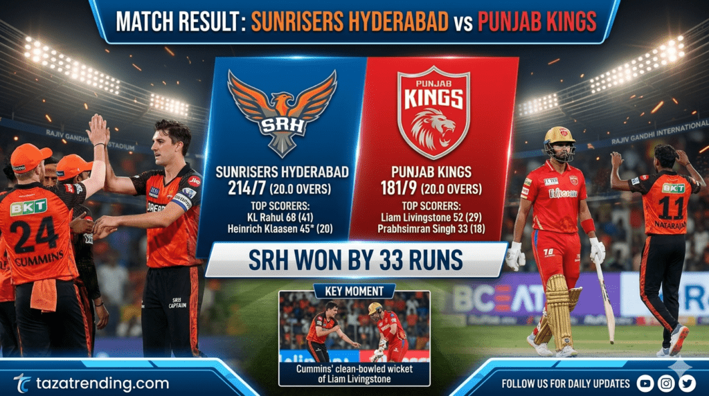 SRH vs PBKS Match Highlights and Points Table Update tazatrending.com