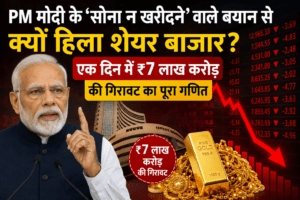 PM Modi gold statement impact on Indian stock market crash infographic