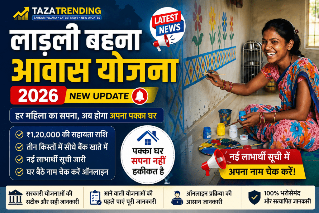 Ladli Behna Awas Yojana 2026 नई लाभार्थी सूची चेक करती हुई महिला