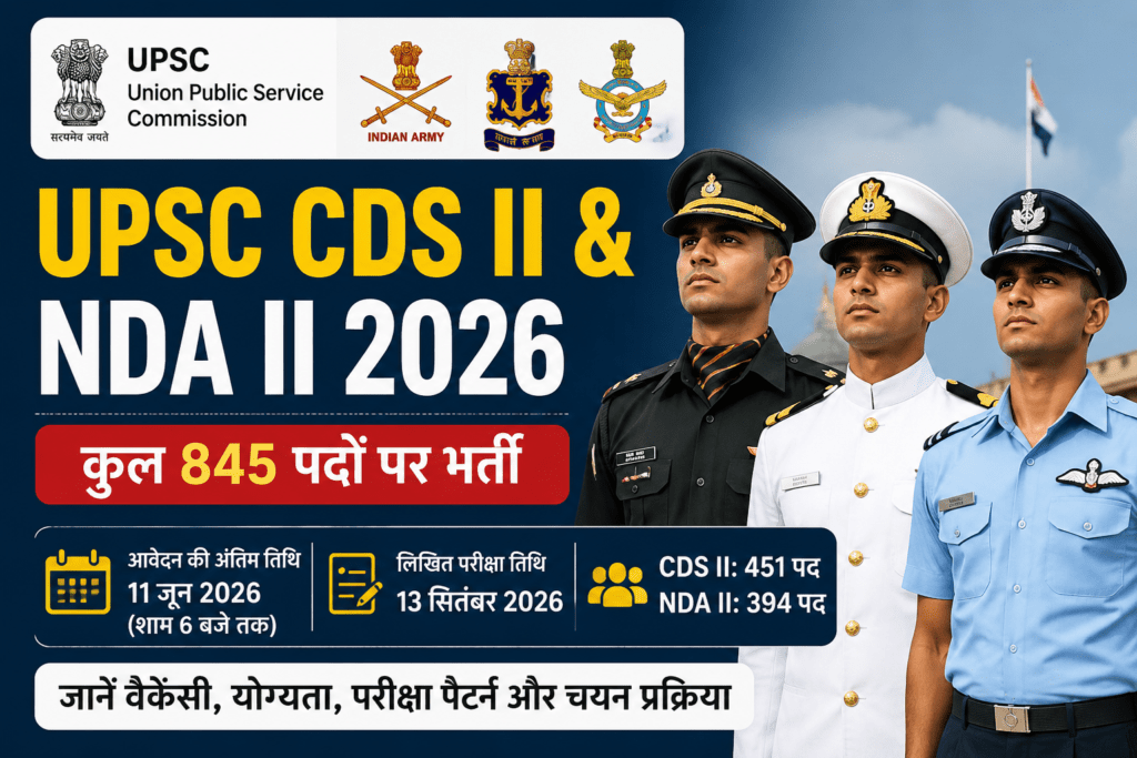 UPSC CDS II and NDA II 2026 Recruitment 845 Vacancies Last Date Extended